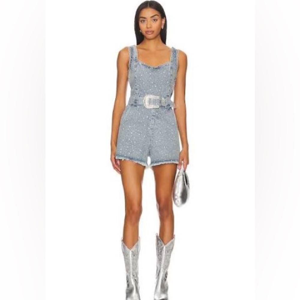 Show Me Your Mumu denim sparkle romper